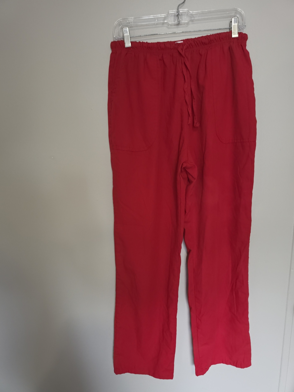 Denice Red Solid Drawstring Elastic Waist Scrub Pants XL Medical Uniform